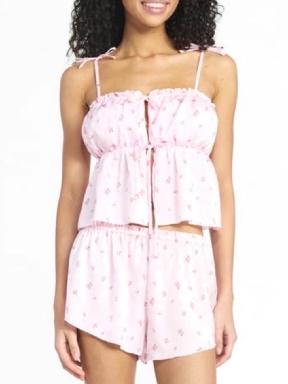No Boundaries Light Pink Floral Cami & Shorts Pajama Set